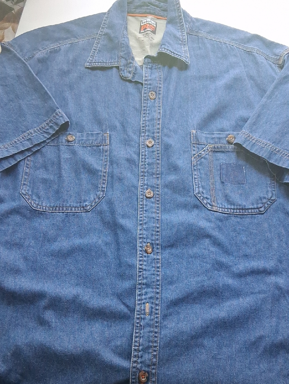 Timberland PRO Series XL Blue Short-Sleeve Denim Button-Up Work Shirt